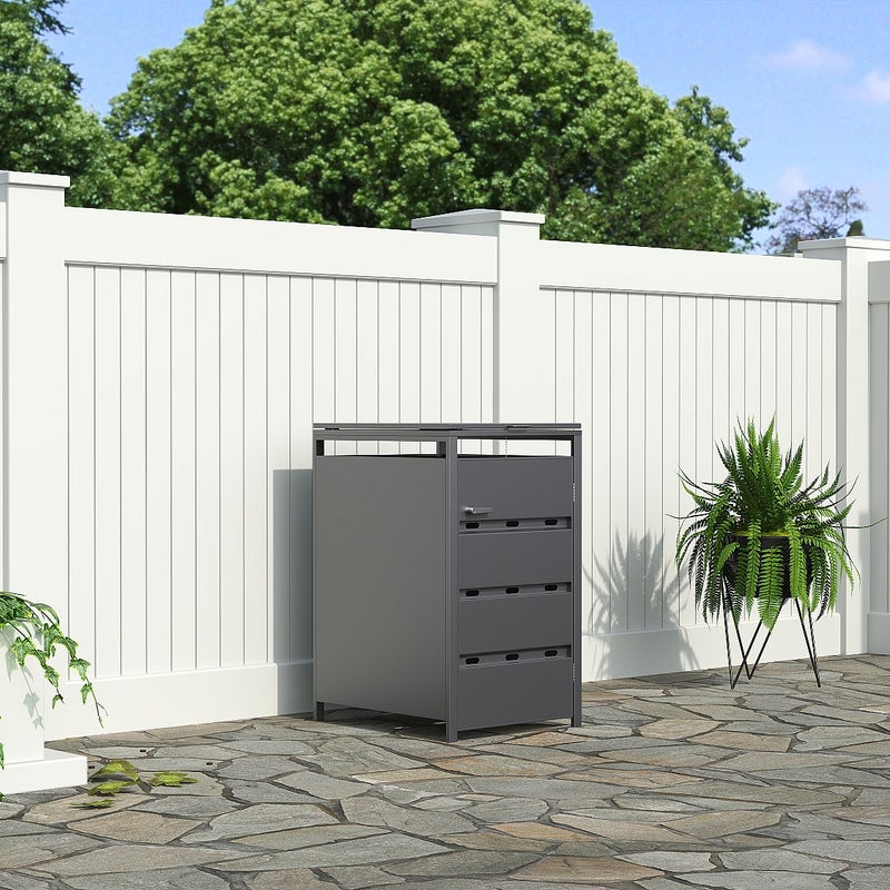 Osłona na śmietnik ze stali ocynkowanej w kolorze antracytowym - 0,6 mm - 1 kosz 240L - S68 x G80 x W116 cm - LOKAFA