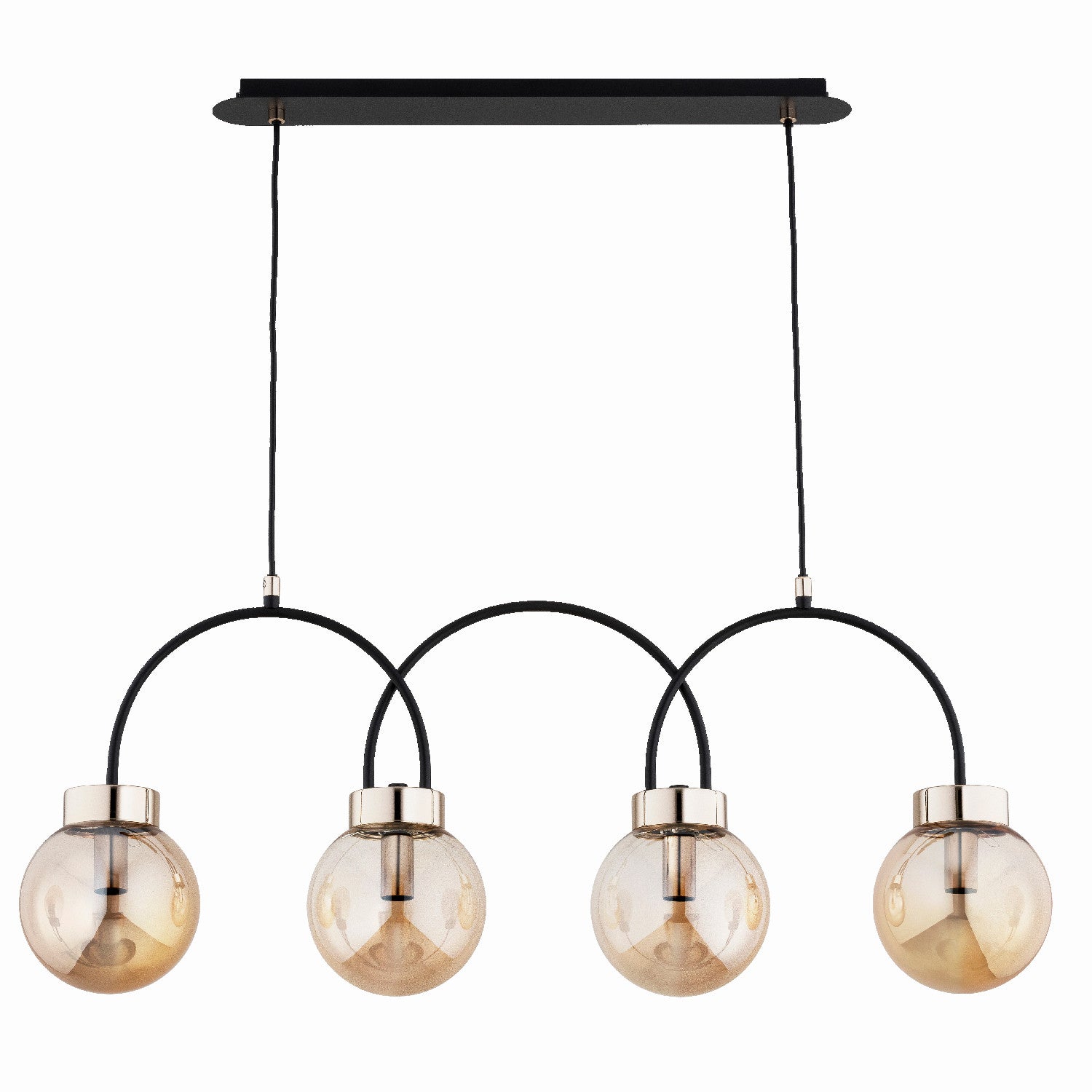 Lampa wisząca Darso czarno-bursztynowy-złota 4xE14x10W nad stół wym: 75 x 85 x 15 cm metal Alfa