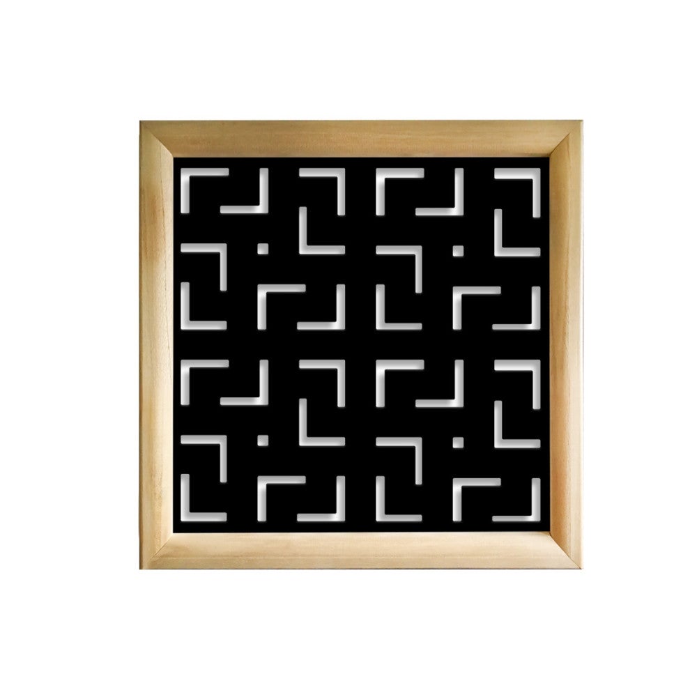 LABYRINTH M - Kwadratowe moduły dekoracyjne z drewna i PVC - Rozmiar 98x98 cm - Grubość 64 mm - Kolor wewnętrzny CZARNY
