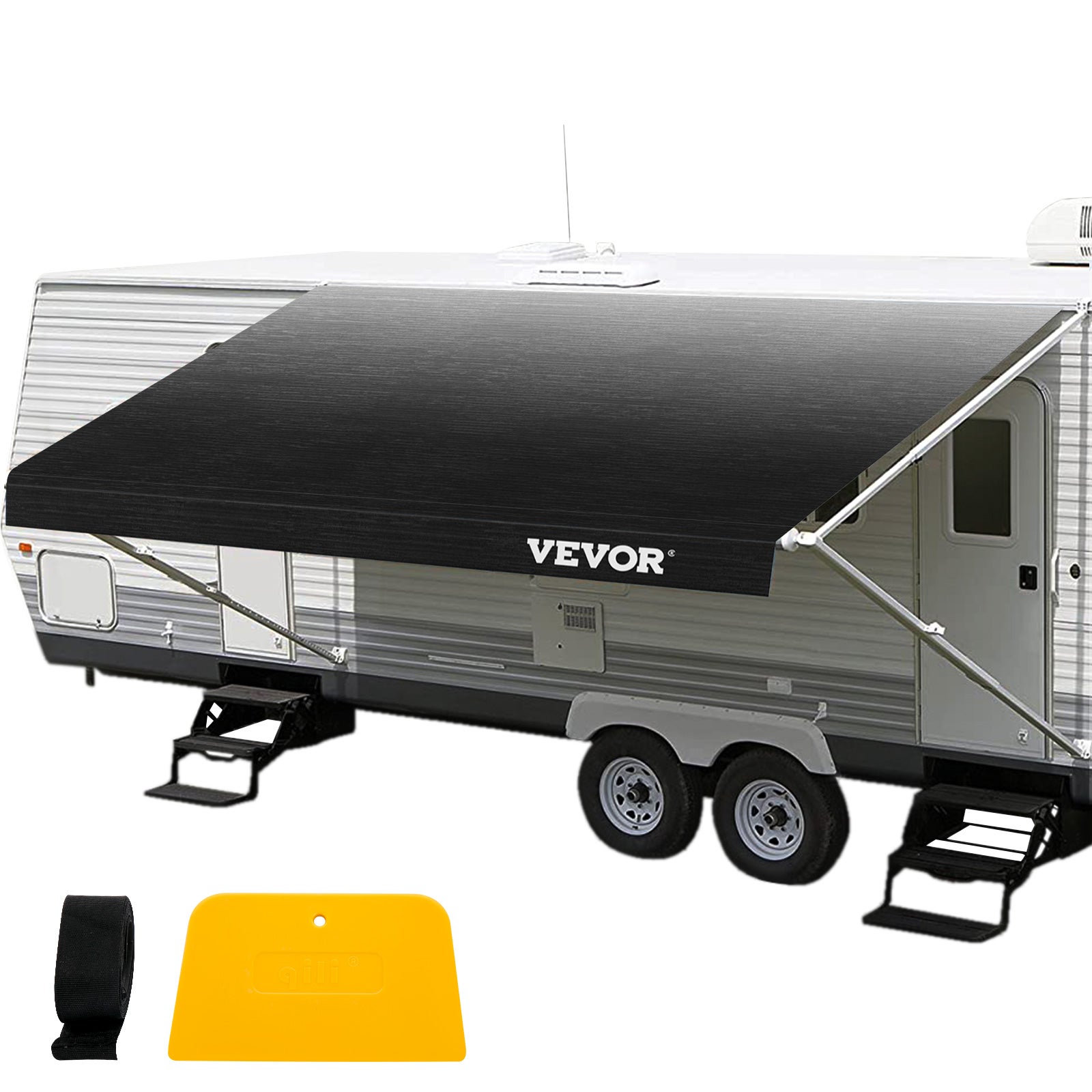 Toldo para caravana de vevor 5,24 x 2,4 m,lona para acampar al aire libre,color degradado de carbón,tela repuesto vinilo de 425 g toldo autocaravana