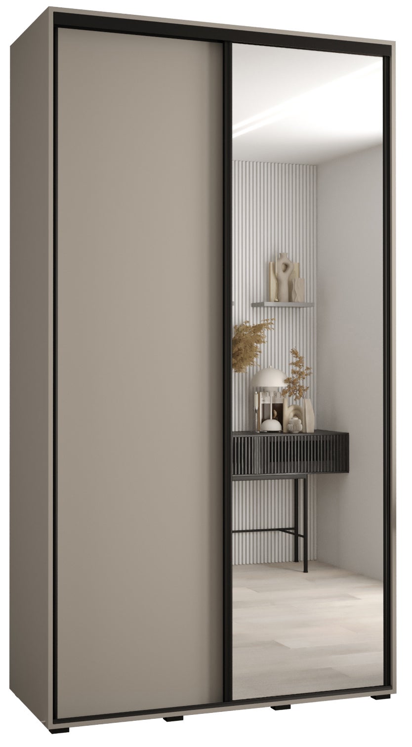Szafa przesuwna z lustrem wysoka Dakota 3 130 x 60 x 235,2 cm kaszmir + u. czarny - Abiks Meble