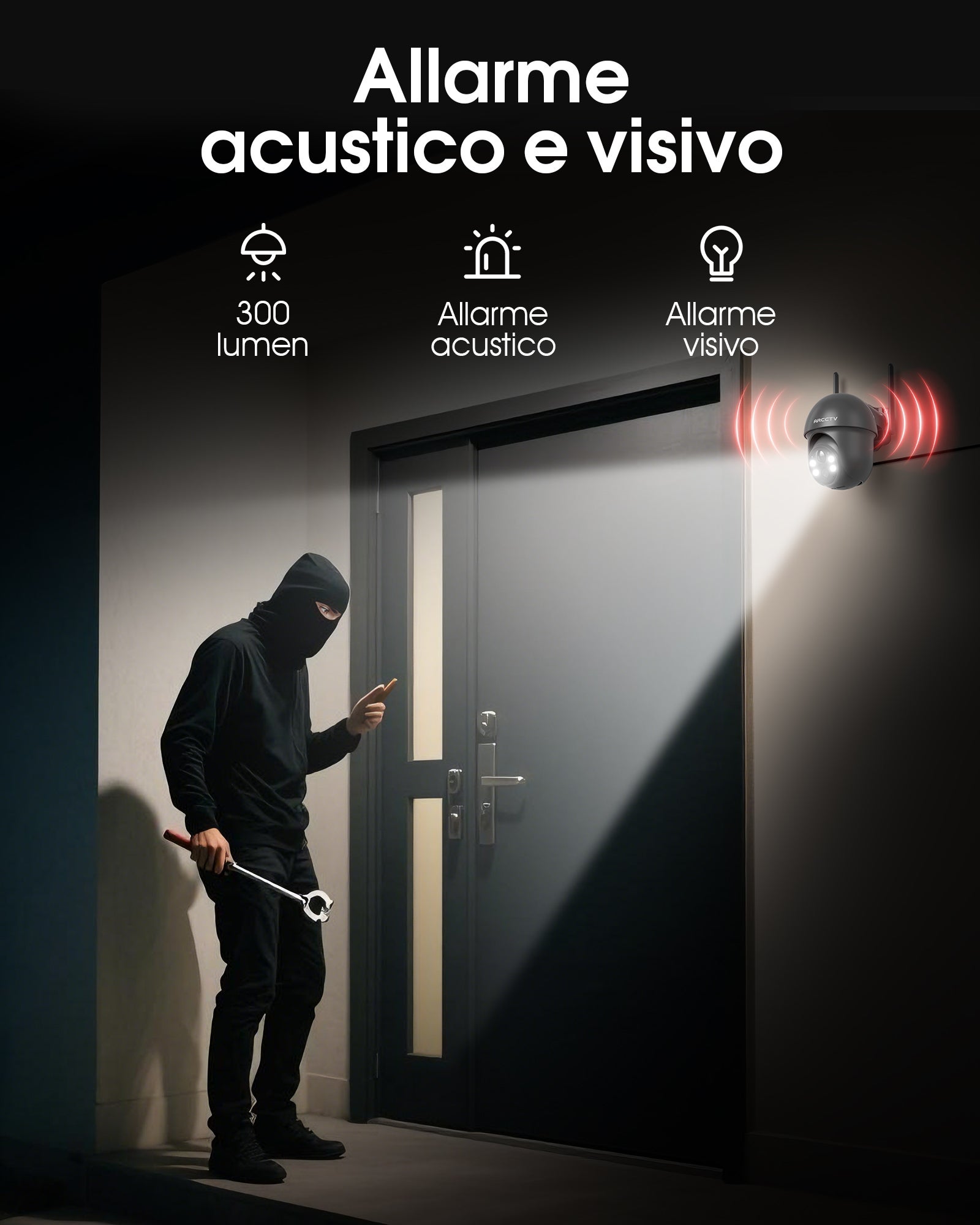 Caméra de Surveillance extérieur 360° caméra ARCCTV 4MP batterie avec panneau solaire - 5