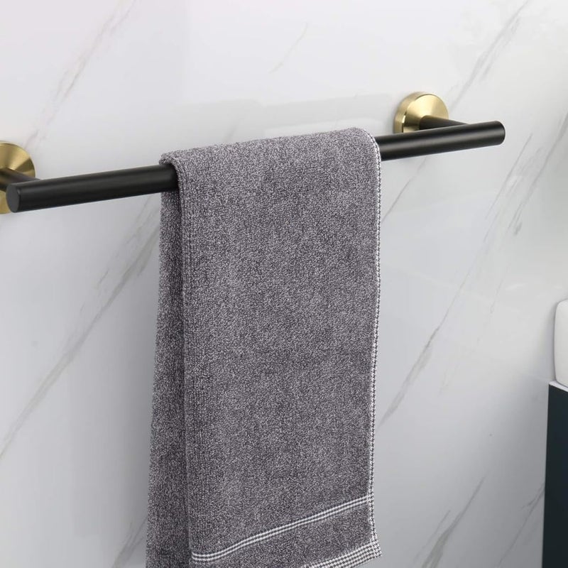 Wieszak na ręczniki ze stali nierdzewnej, odpowiedni do łazienki lub kuchni (50 cm, czarno-złoty)