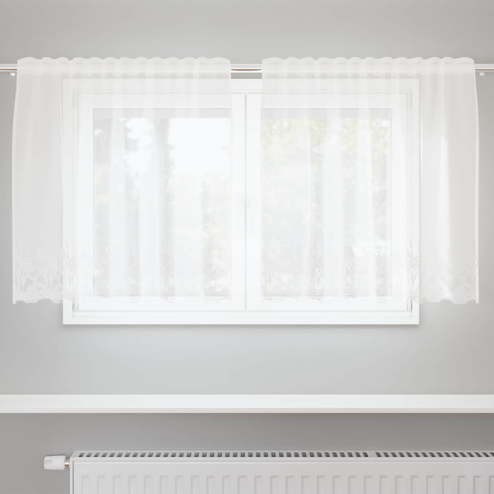 Firanka Koronkowa z zasłonami Biały 80 x 150 cm Poliester vidaXL