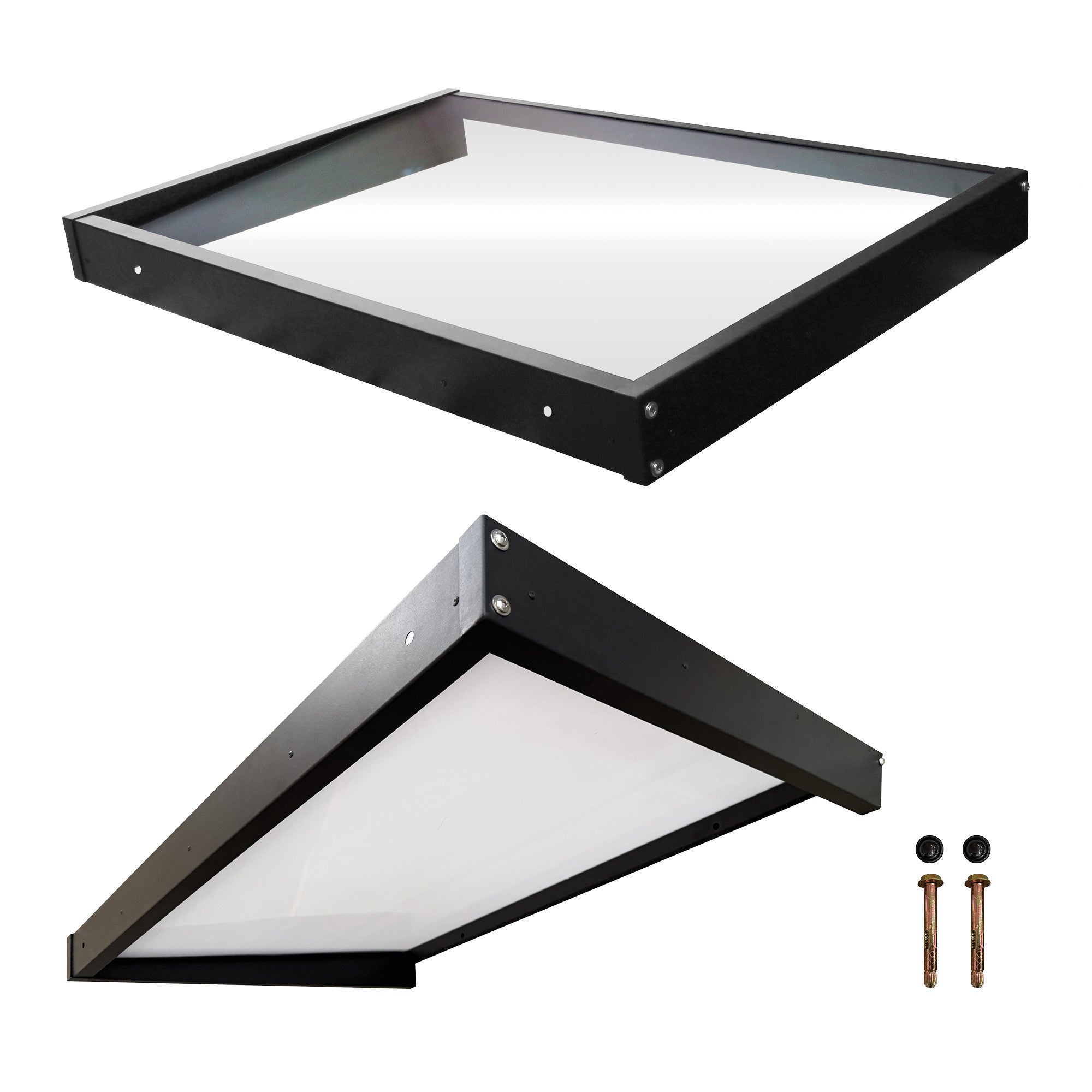 Wasabi - Marquise de Porta Exterior 120x80 cm AXIS PLUS – Policarbonato Sólido 2,7mm – Suportes de Ferro Antracite – Instalação Fácil - 6