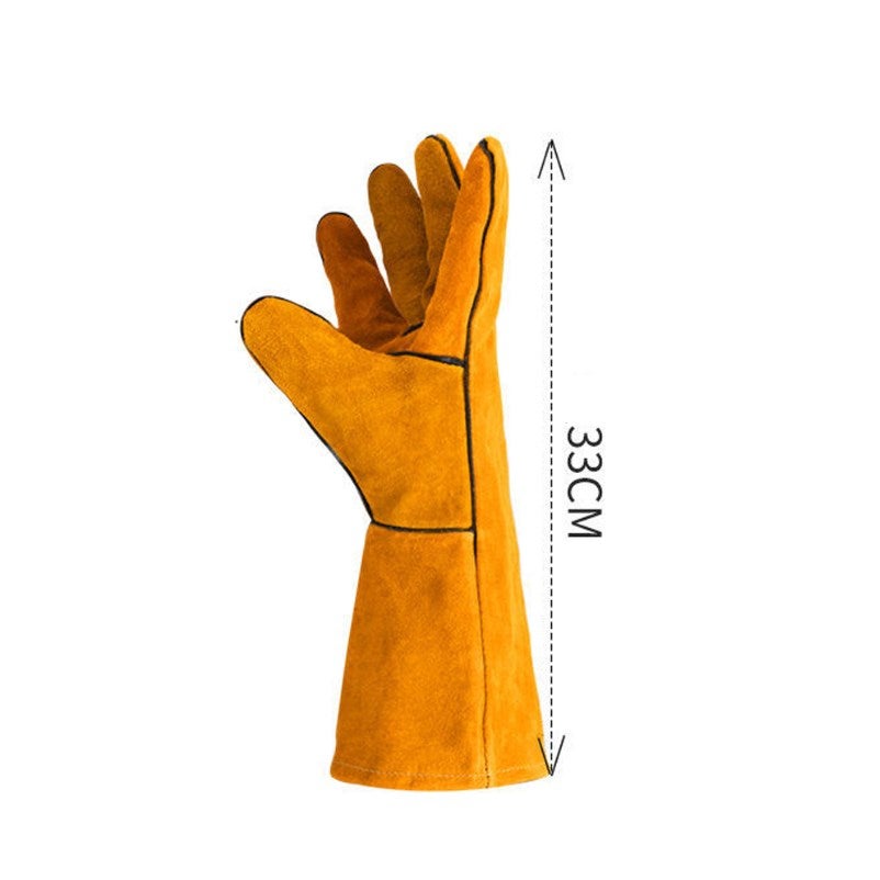 （rouge）Gant cuir de bovin pour soudure - Taille unique - L.33 cm - 3