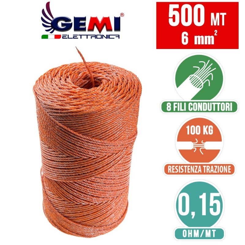 FIL DE CLÔTURE ÉLECTRIQUE Clôture Électrifiée 500 MT 6 Mm² Pour Animaux Chevaux Chiens Sangliers Vaches Porcs Poules Gemi Elettronica - 2