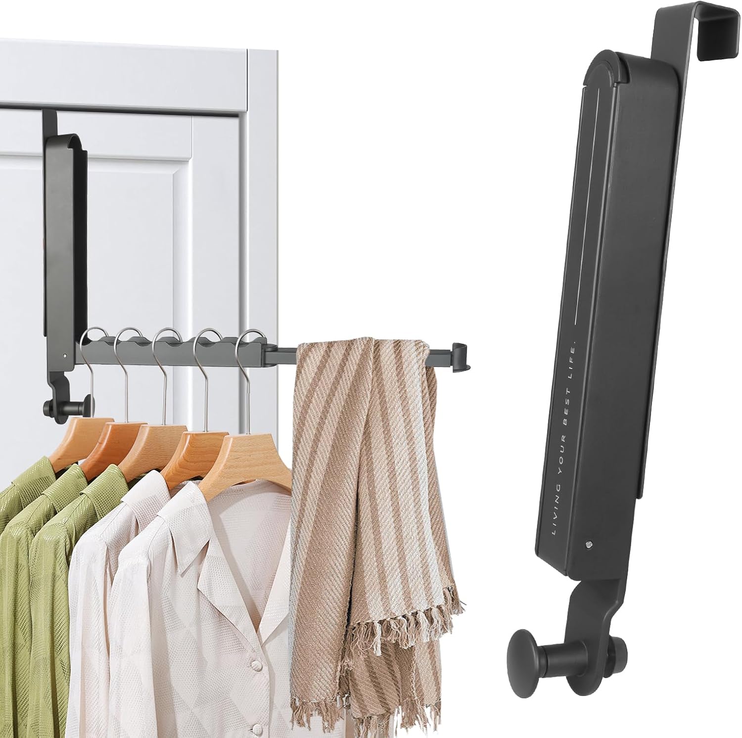 Wieszak na drzwi bez wiercenia, składany haczyk na drzwi, wieszak na płaszcze, półka, wieszak na drzwi do zawieszania płaszczy i ubrań