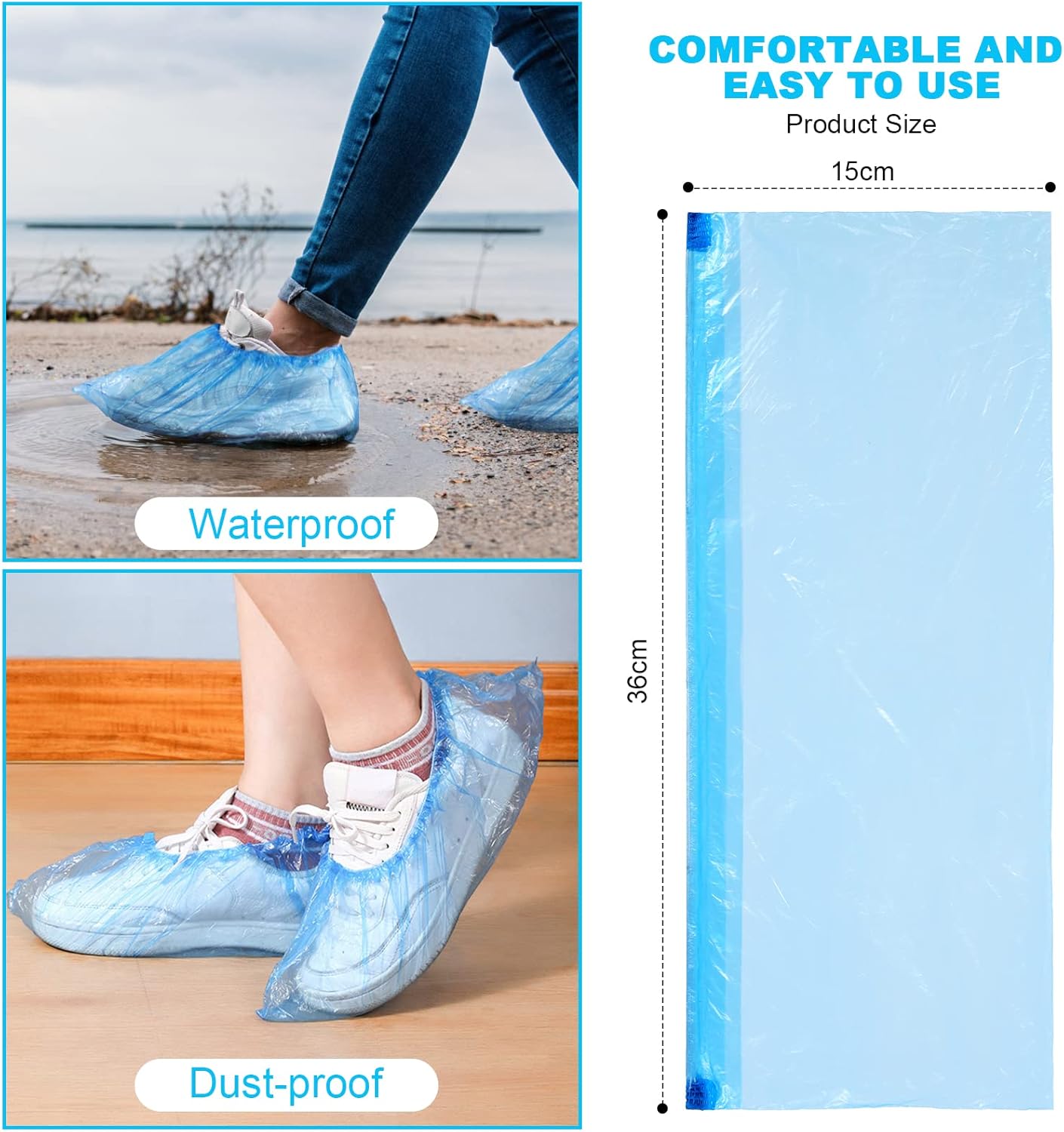 200pcs PE Couvre Chaussure, Couvre-Chaussures Jetables, Jetables en Couvertures de Chaussures Portable, Couvre Chaussures Jetables Piscine Visiteur Lu - 2
