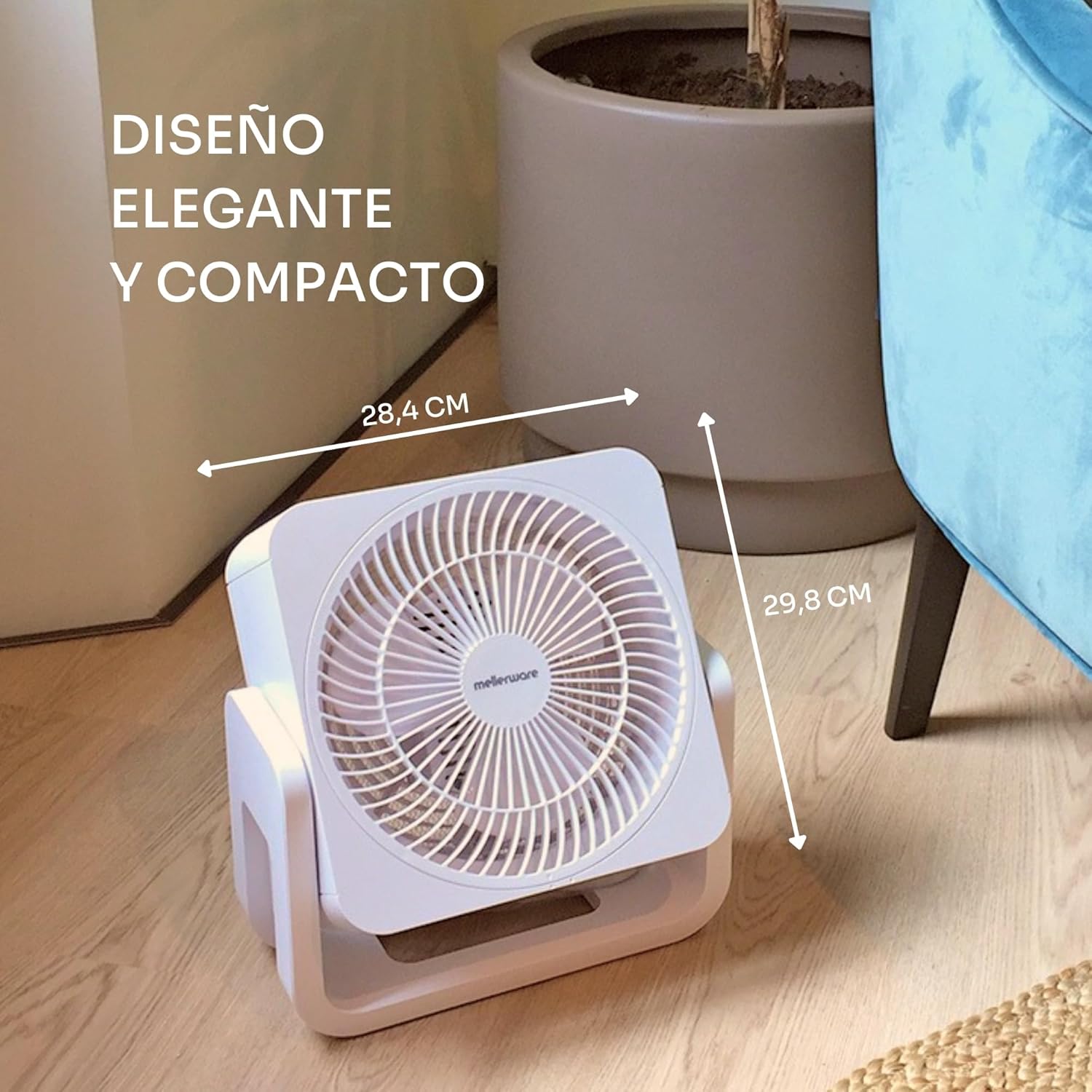Ventilador de mesa silencioso Mellerware Air Power 30 | Potência de 30 W | 3 velocidades | 3 pás | Fluxo de ar refrescante | Fácil de transportar - 5