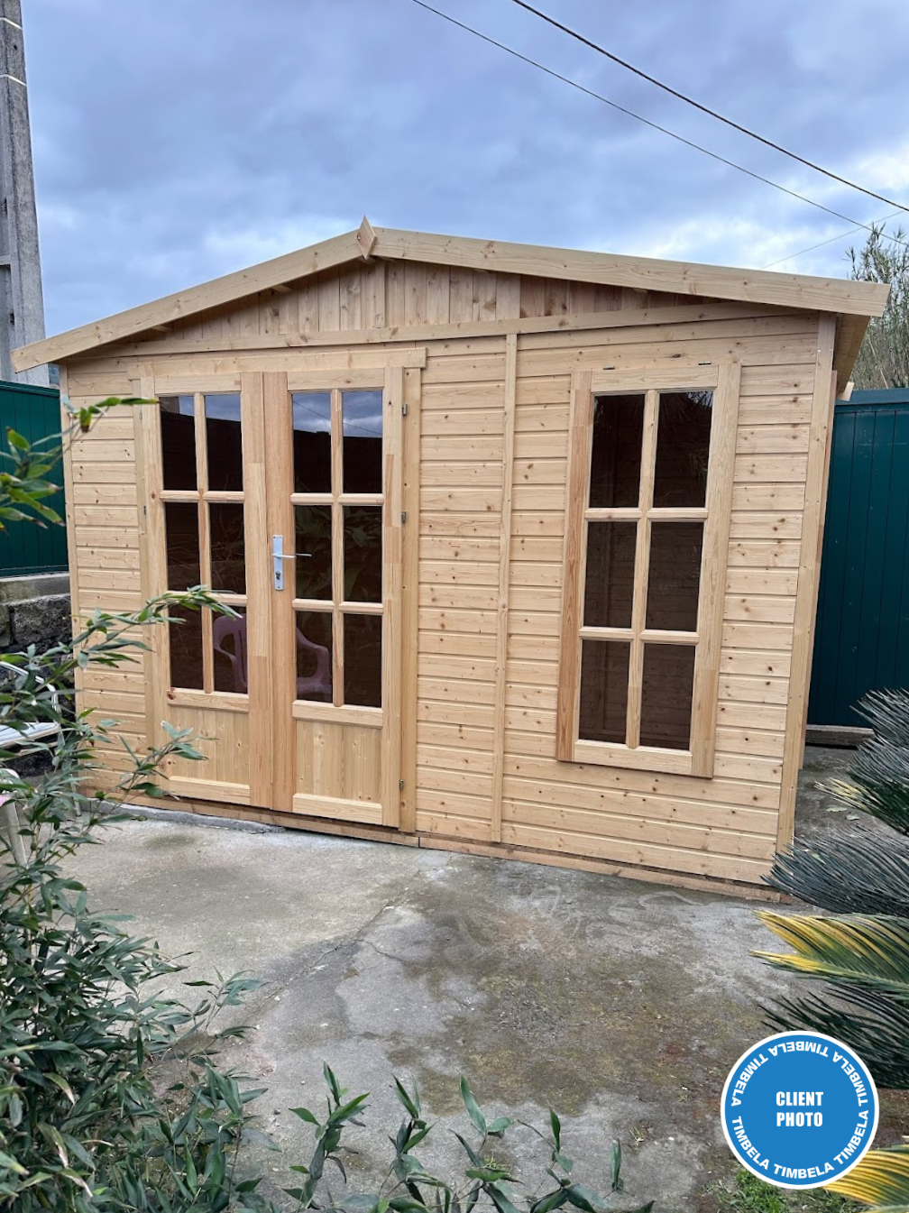 Abri de jardin bois avec plancher, avec bardeaux bitumineux couleur ROUGE l332xP222xH232cm/6m2, Atelier, Studio TIMBELA M334FB - 5