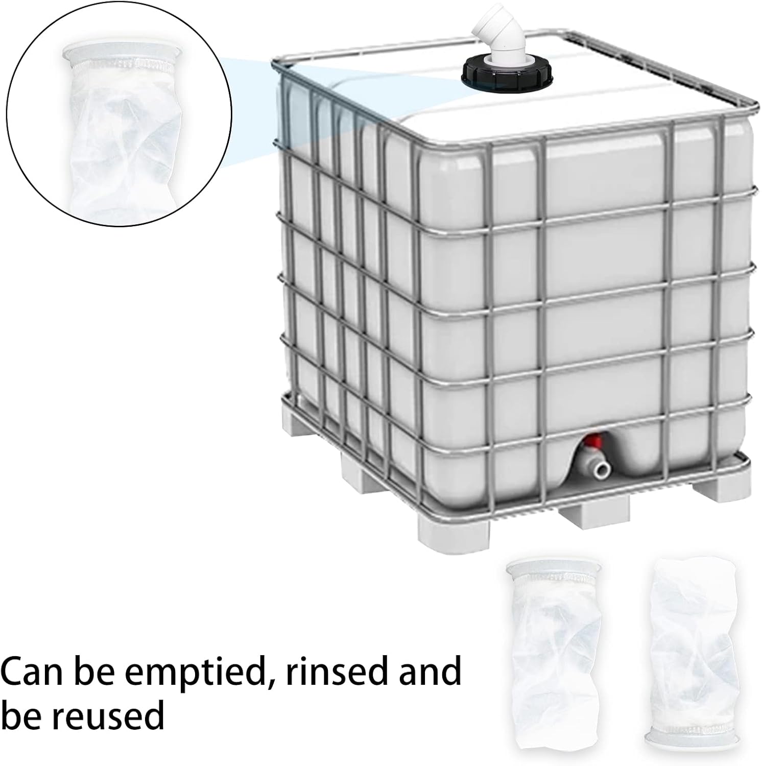 Filtre IBC 45° pour Eau de Pluie en Nylon (163mm) - Filtre lavable pour réservoirs IBC, idéal pour captation d'eau de pluie. - 4