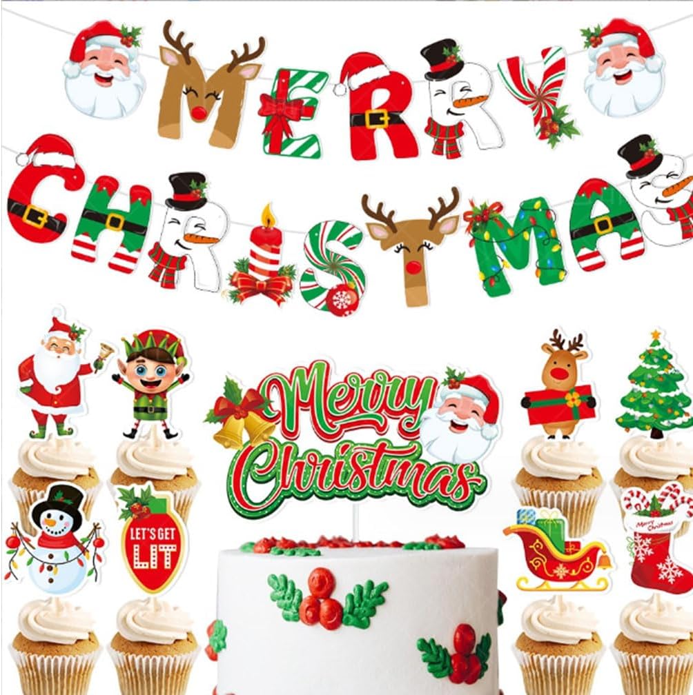 ALLY-MAGIC Banner di Natale, striscione di Babbo Natale, decorazioni natalizie, bandiere di carta di Natale, striscioni di alberi di Natale, decorazioni natalizie per la casa Y9SDLRLQ