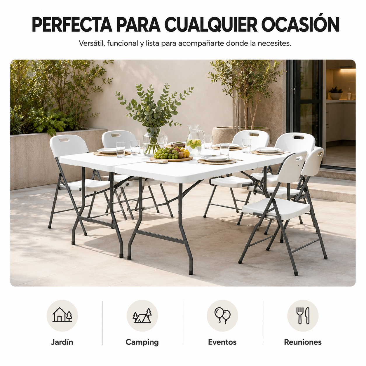Table pliante jardin portable 180x74x74 cm - 7