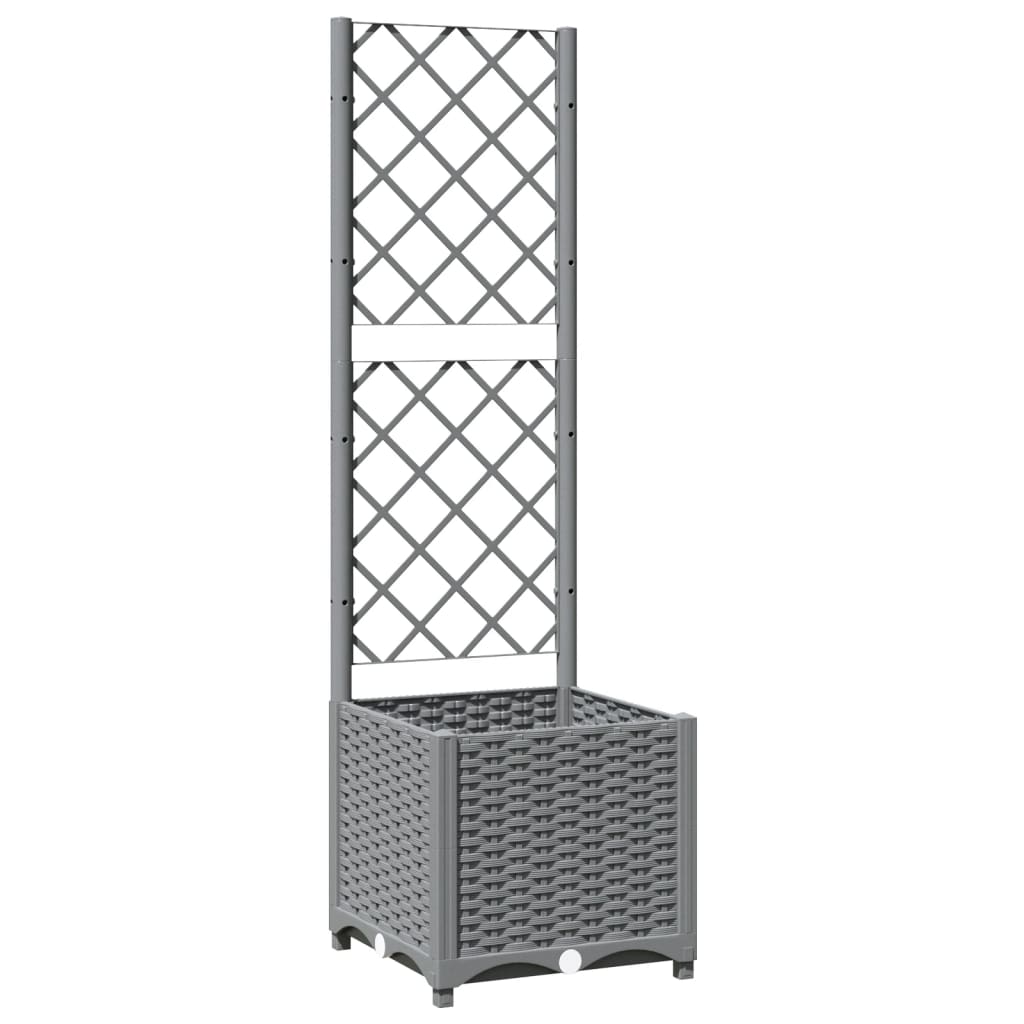 Vaso/floreira jardim c/ treliça 40x40x136 cm PP cinzento-claro vidaXL - 2