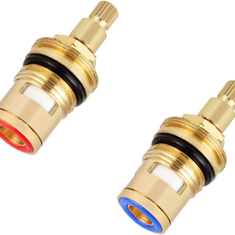 2pcs Kitchen Faucet Ceramic Cartridge Mixer, Corrosion Resistant Brass Seal Head, Universal Ceramic Faucet (1 Blue + 1 Red)