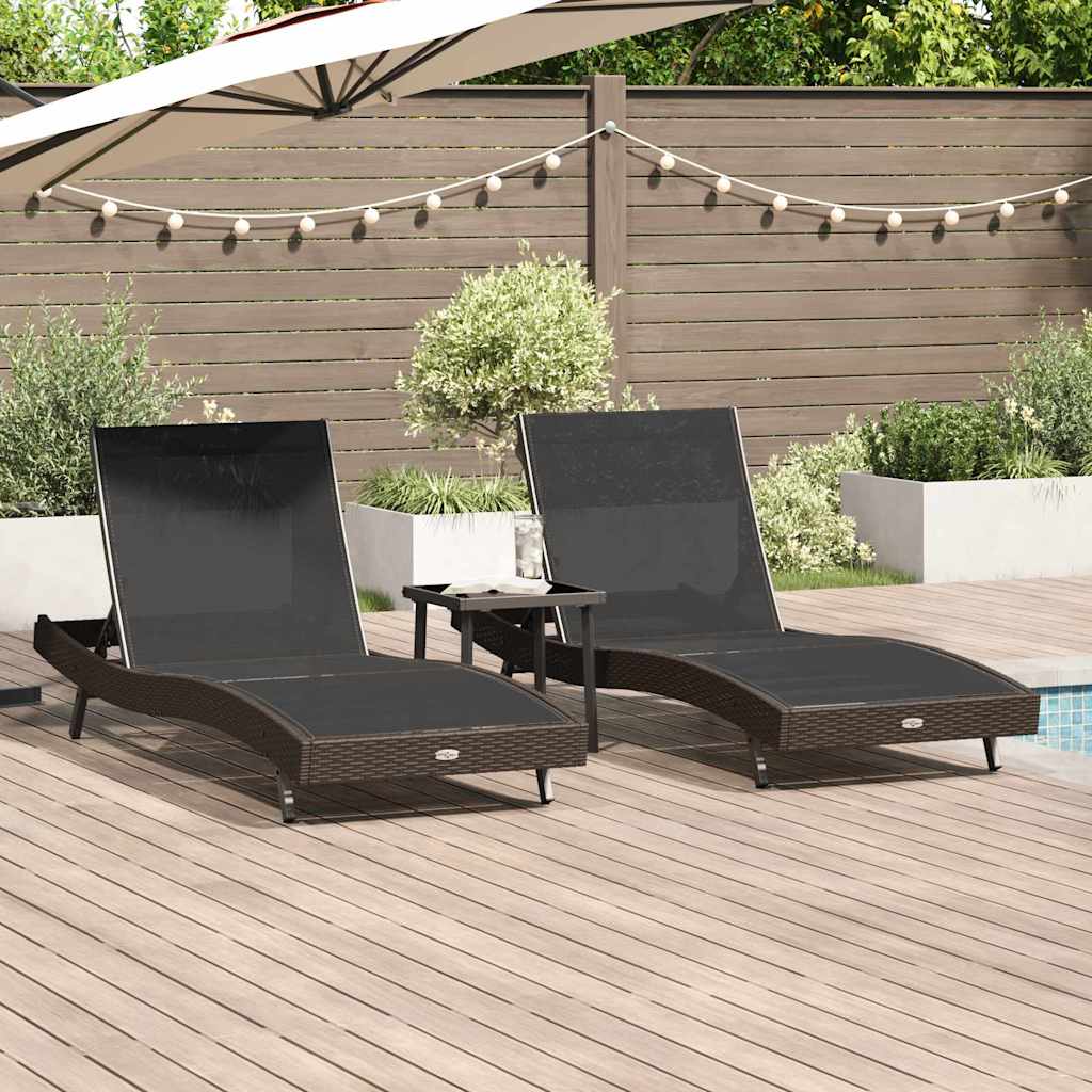 Leżak 3 pcs Brązowy 197 x 70 x 82 cm polirattan vidaXL