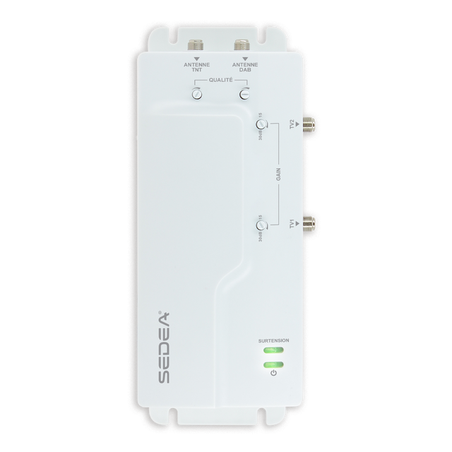 Amplificateur Antenne TV 30 dB Réglable Intérieur | Filtre 5G & Répartiteur 2 Sorties TNT / DAB+