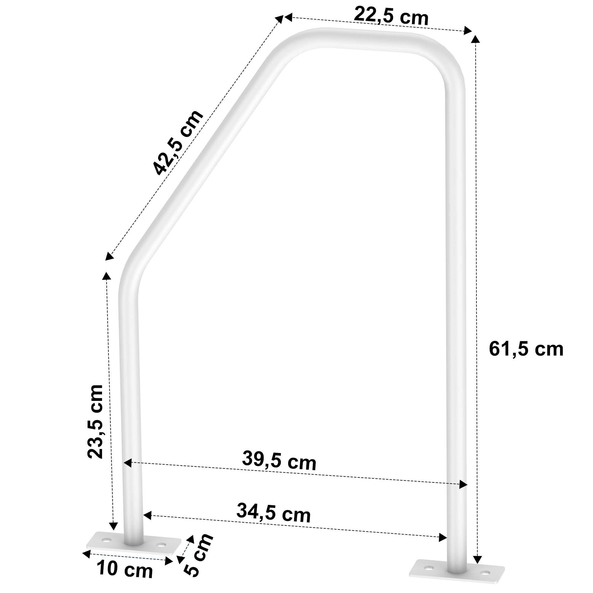 Barre d'appui en métal renforcé blanche | Design antidérapant | Charge maximale 136 kg | Installation murale / sur pied - 3