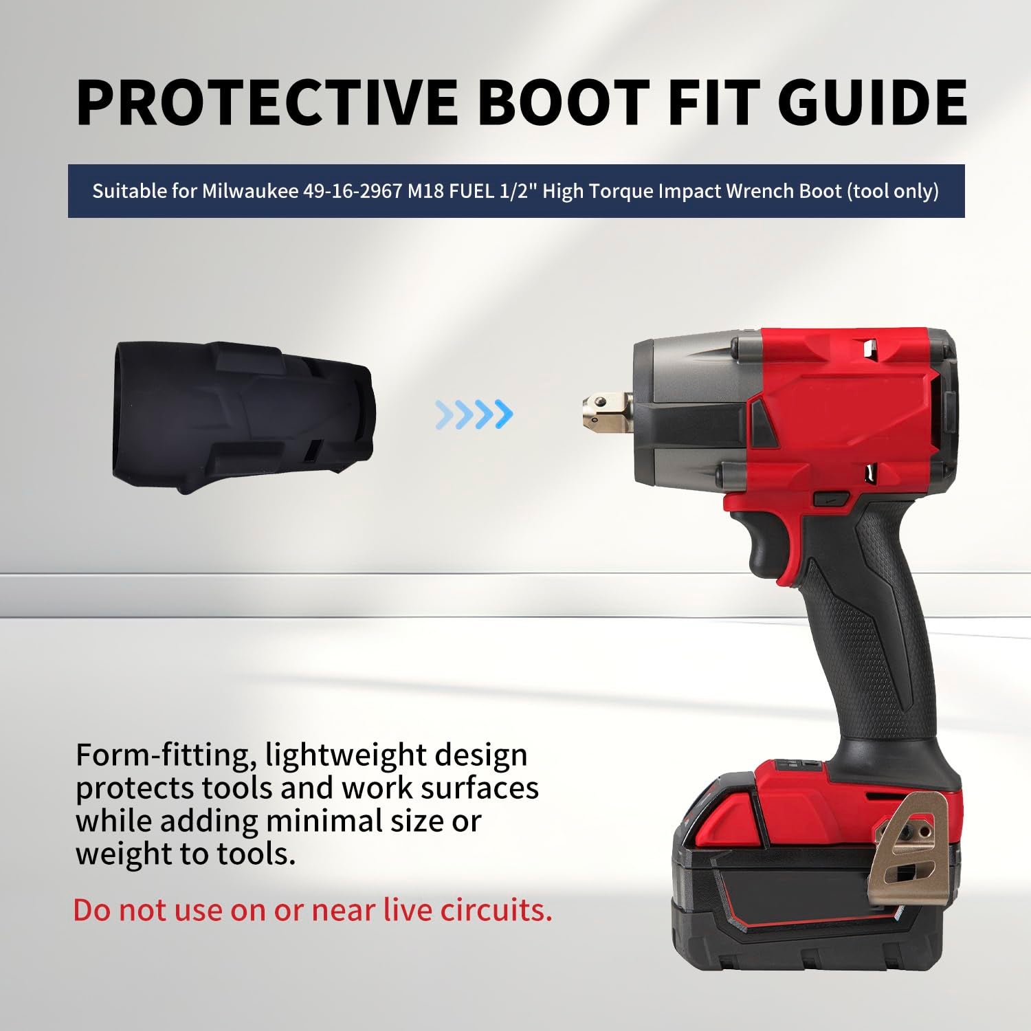1 botte de protection M18 49-16-2967 49162967 pour clé à choc à couple élevé Milwaukee M18 Fuel 1,27 cm avec bague de protection 2967-20 - 5