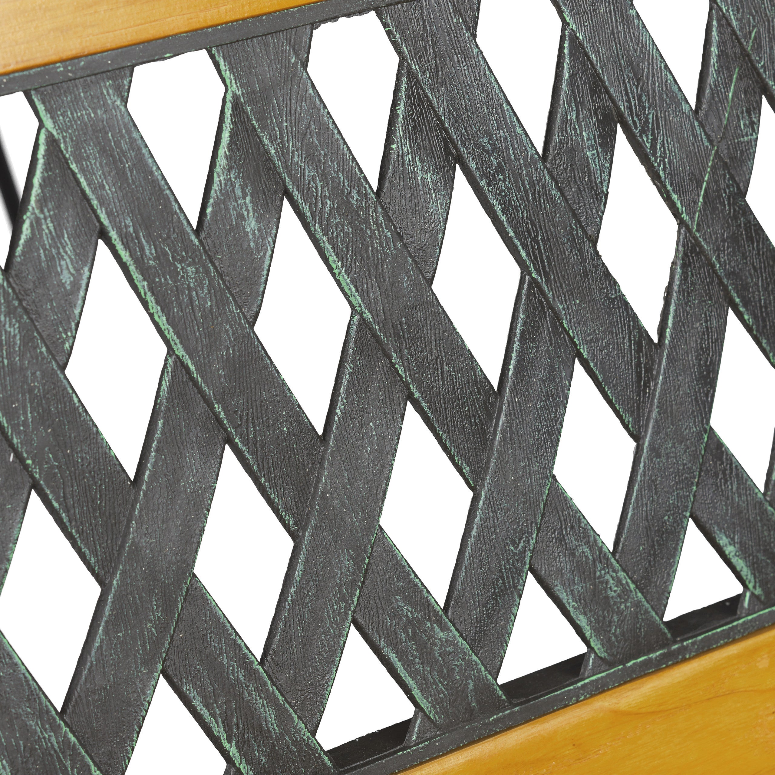 Banc de jardin, 2 sièges, bois, fonte, balcon et terrasse, rustique, HxLxP 73 x 125 x 52 cm, nature/vert, Relaxdays - 7