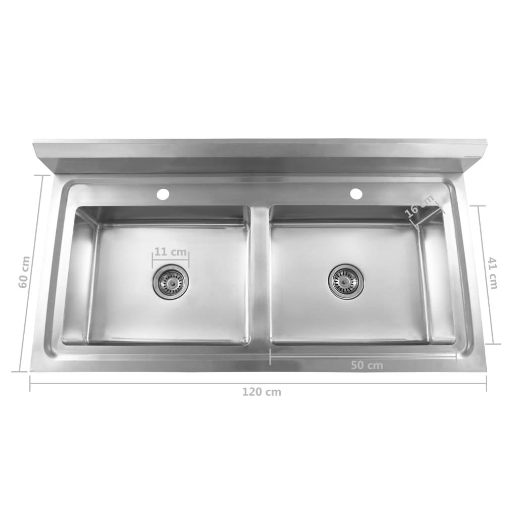 Maison Exclusive - Lavello da Cucina a Doppia Vasca in Acciaio Inox - 8