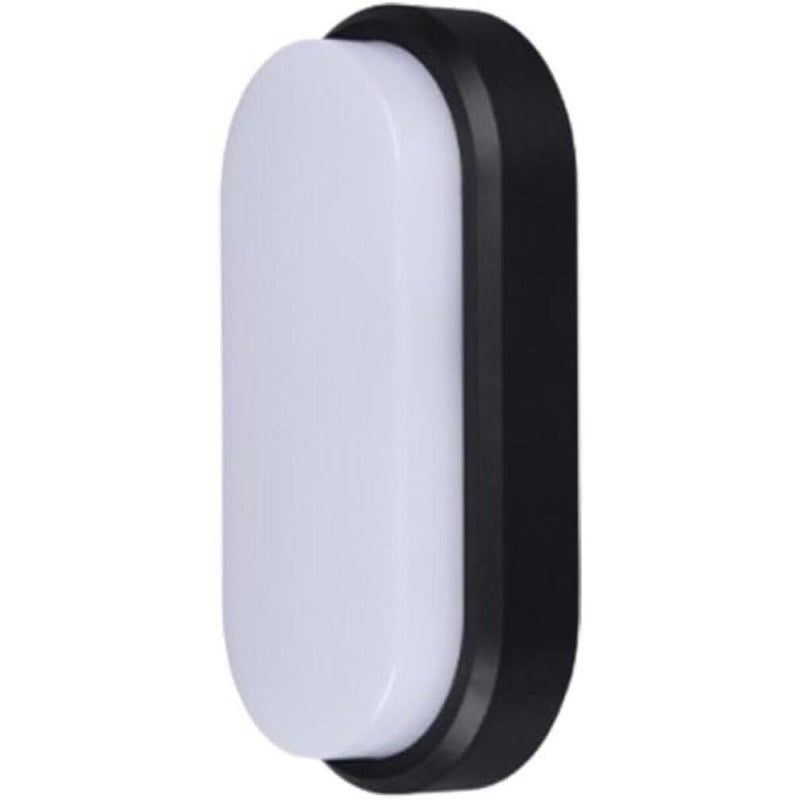 Czarna lampa ścienna 19,5 x 9,5 x 5 cm, 1 sztuka, 12 W, 4000 K, światło neutralne, akrylowa, mała owalna lampa sufitowa LED, wodoodporna