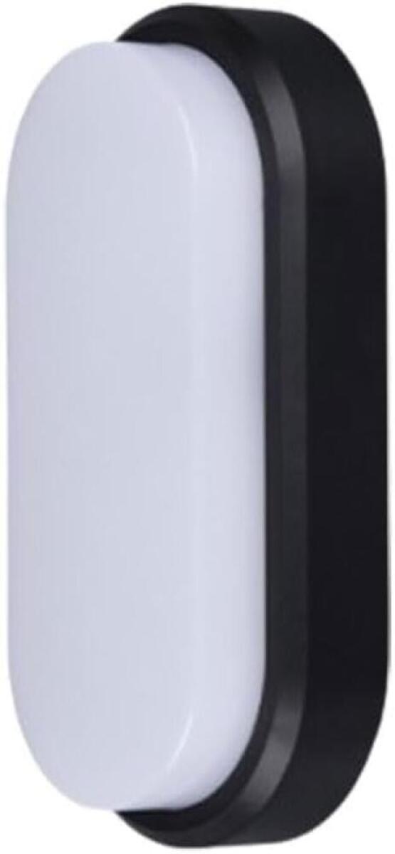 Czarna lampa ścienna 19,5 x 9,5 x 5 cm, 1 sztuka, 12 W, 4000 K, światło neutralne, akrylowa, mała owalna lampa sufitowa LED, wodoodporna