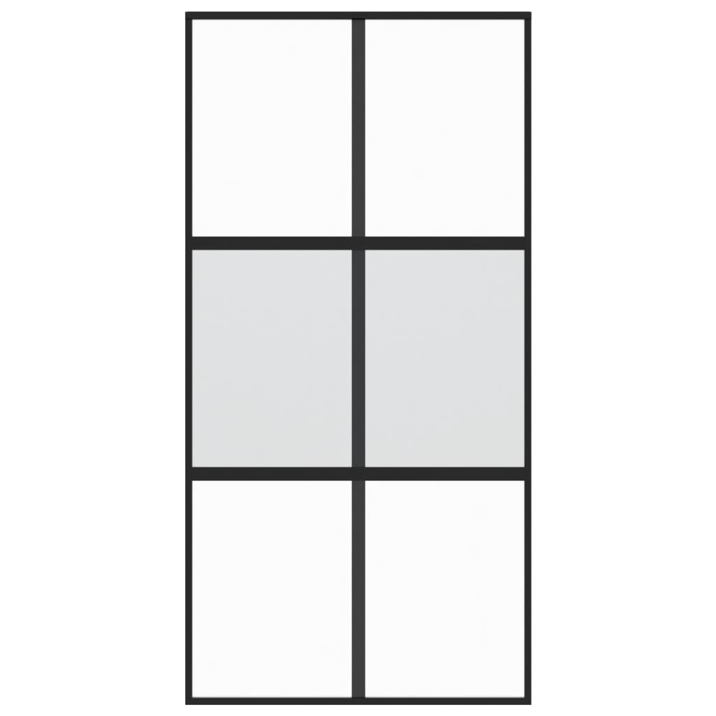 Puerta corredera | Puerta de la cocina vidrio templado y aluminio negra 102,5x205 cm CFW31199 - 4