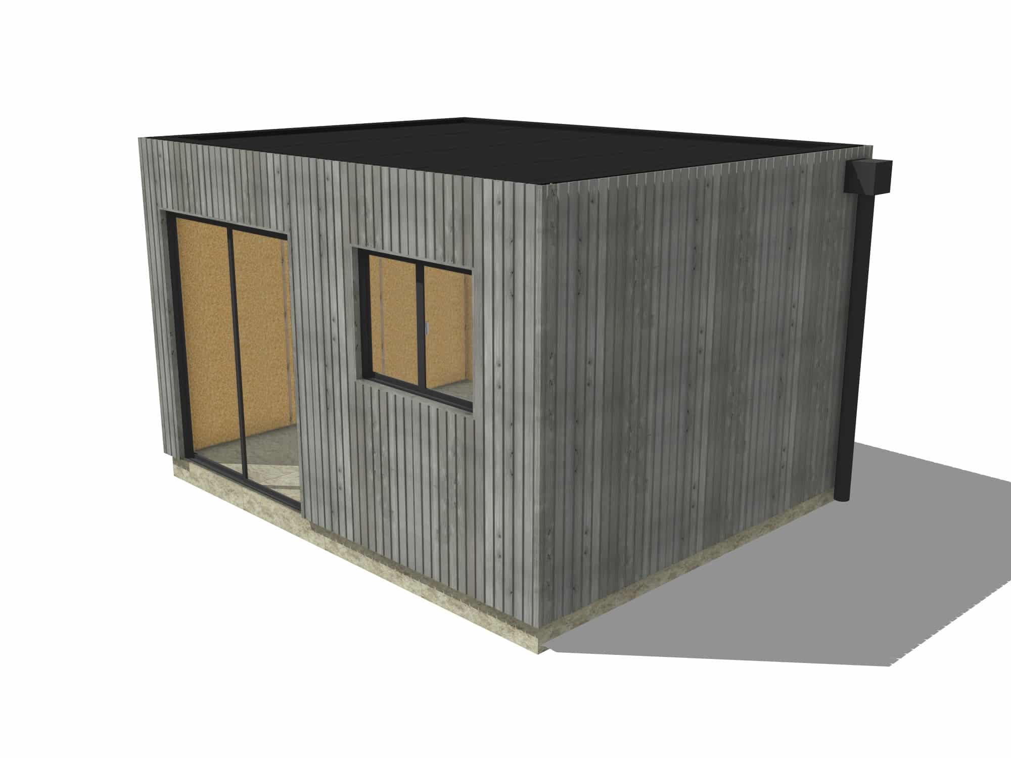 Tiny house ossature bois en bois 4,4 x 3,5 x 2,7 m / menuiseries alu k-line - 2