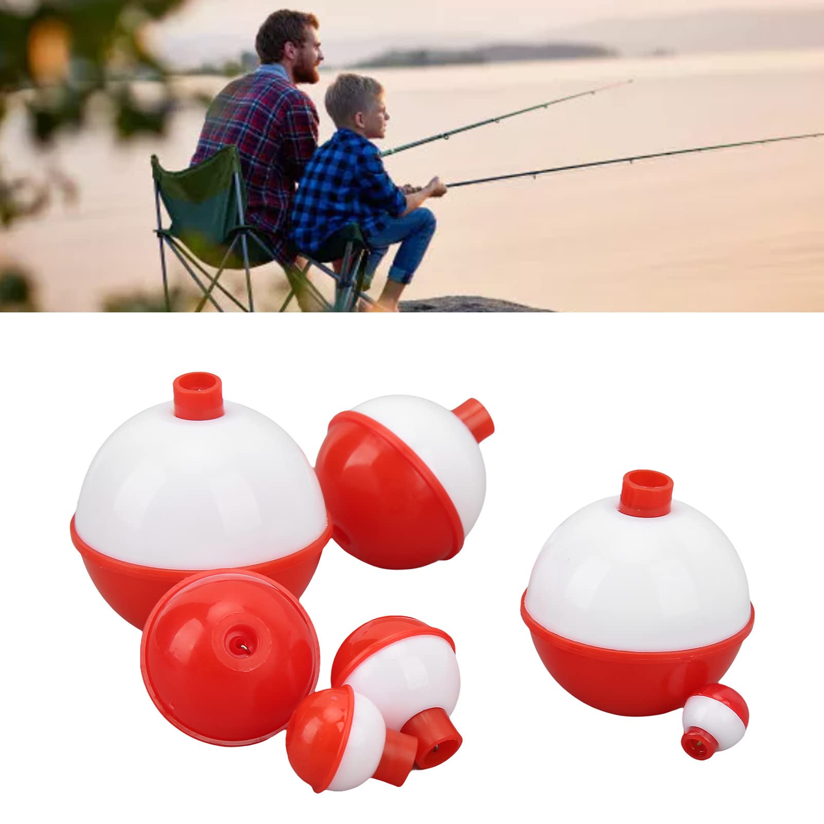 Orootl Galleggianti Da Pesca In ABS Rigido, Con Bottone A Pressione, 2 Pollici, Confezione Da 10 Pezzi, Rosso E Bianco - 5