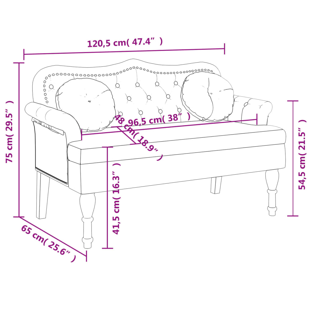 Maison Exclusive - Banc avec coussins Noir 120,5x65x75 cm Velours - 8