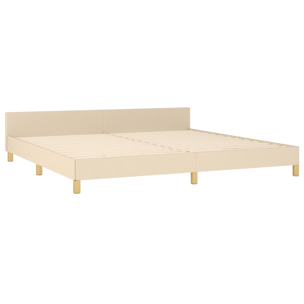 Cadre de lit sans matelas crème 200 x 200 cm en tissu - 5
