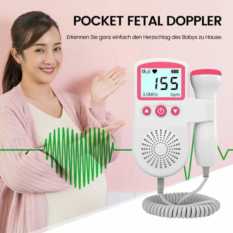 Moniteur de fréquence cardiaque Doppler fœtal pour bébé pour grossesse 50-230 BPM Plage de mesure 3 MHz Détecteur de fréquence - 4