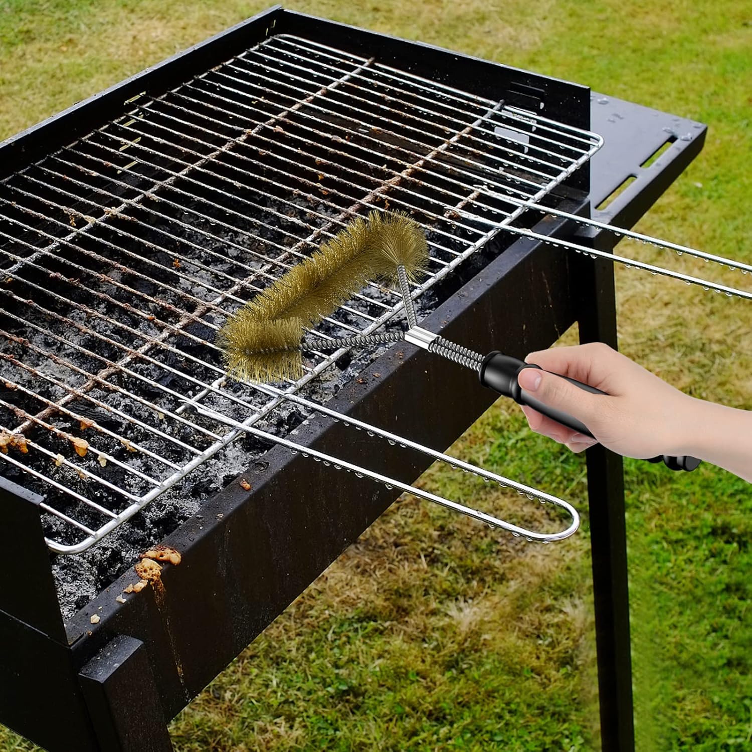 12 pouces/30.5 cm Brosse Barbecue Triangulaire Nettoyage à 360°, Acier INOX BBQ Outilsbrosse pour Grille de Gril avec tête Brosse Triple - 4