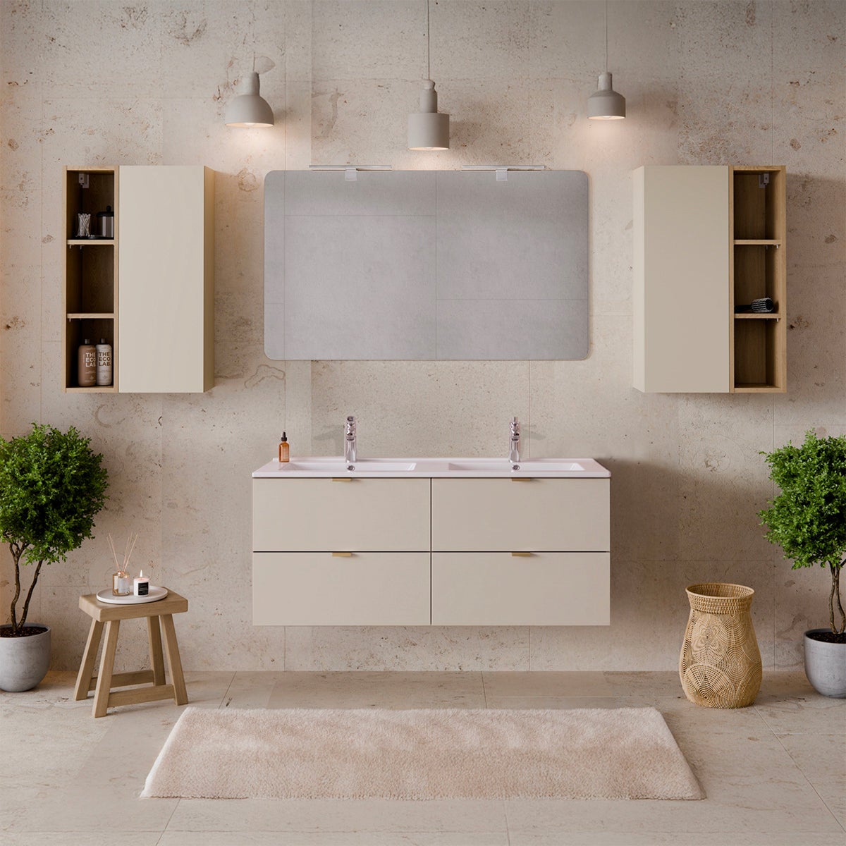 Meuble double vasque encastrée 120cm Azel Cachemire - 4