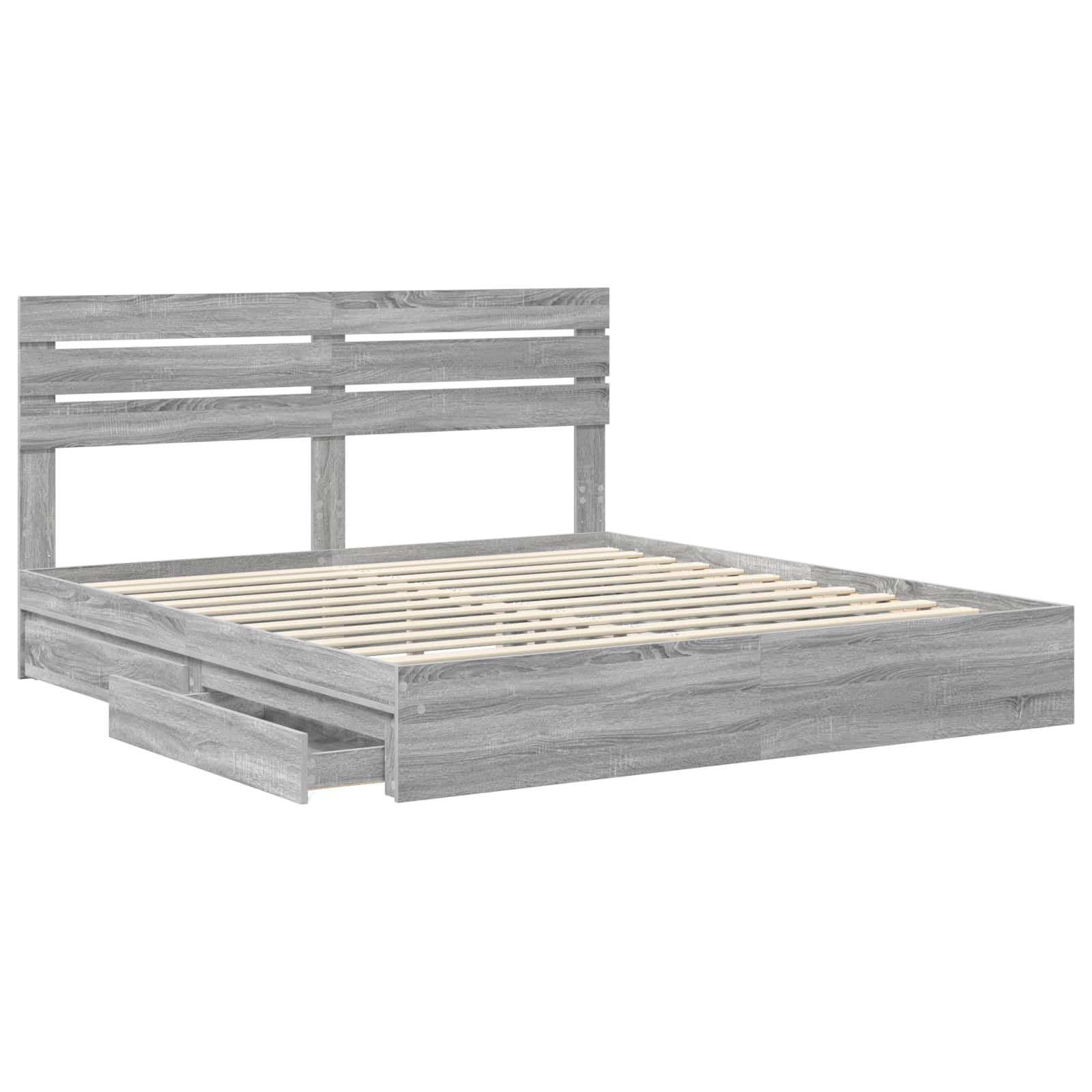 Lit de rangement gris 180 x 200 cm en panneau de bois - 5