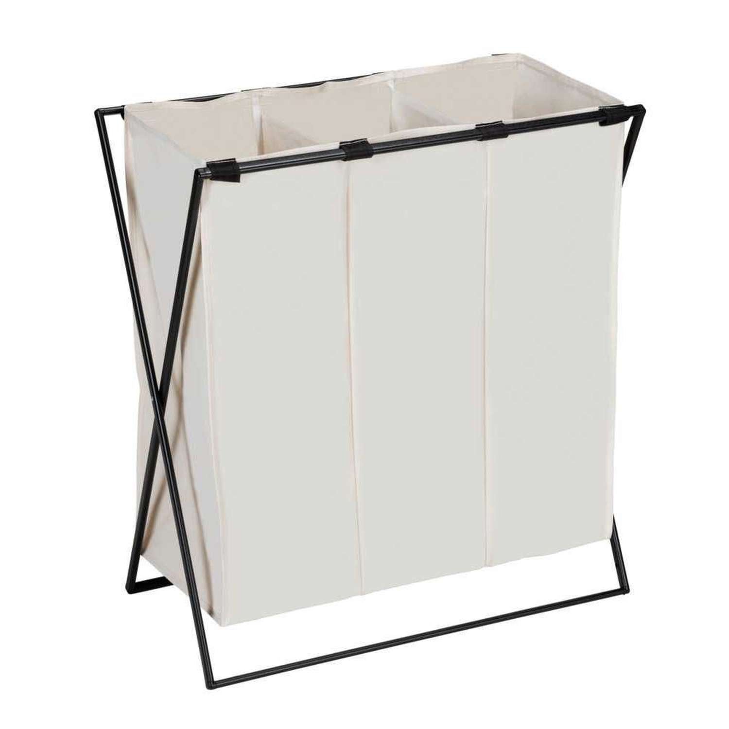 Panier à Linge 3 Compartiments Avec Roulettes - 1 Grand Bac + 2 Petits Bacs Amovibles - Pour Trier Le Linge Sale - 44x33x110 Cm - 5