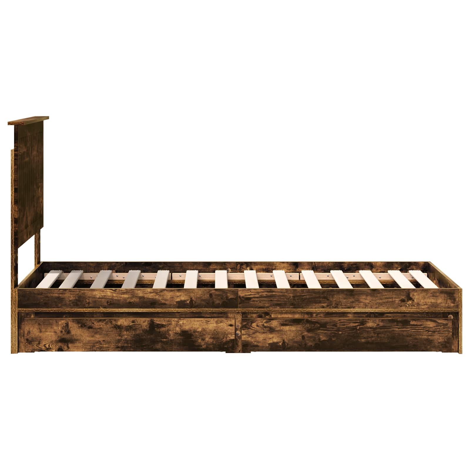 Lit de rangement chêne fumé 75 x 190 cm en panneau de bois - 9