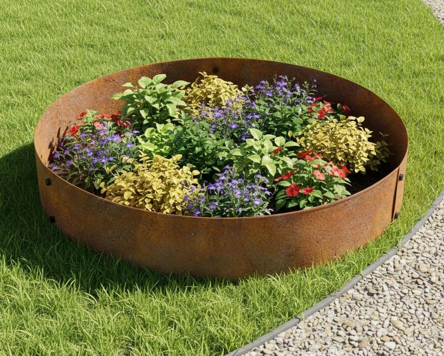 Bordures rondes en acier Corten, ø 100 cm - hauteur 14 cm (2 pièces) - 4