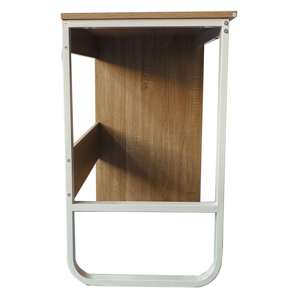 Bureau de 120 cm avec 3 tiroirs, bureau d'ordinateur moderne, structure métallique blanche, couleur Sonoma/blanc 120 x 48 x 74 cm - 7