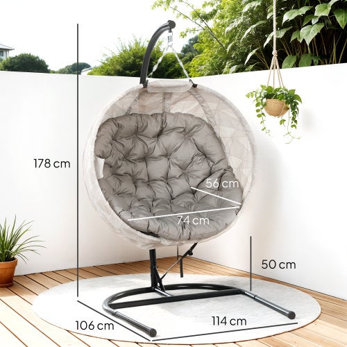 Poltrona Sospesa Ovalare Pieghevole per Esterno, Hammock con Porta