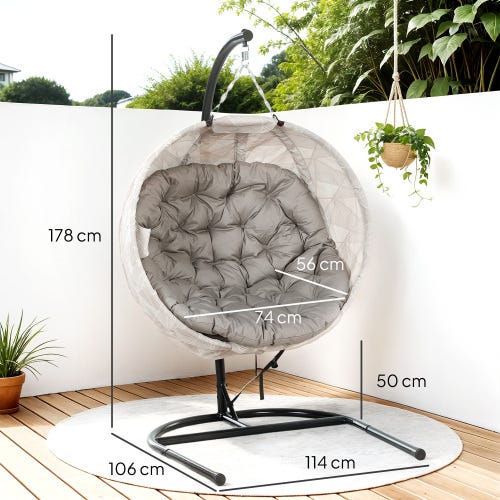 Poltrona Sospesa Ovalare Pieghevole per Esterno, Hammock con Porta