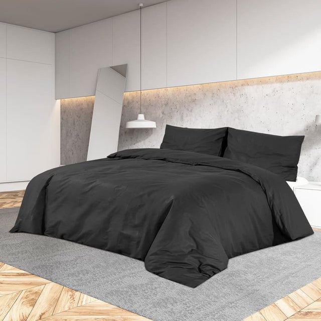 vidaXL Ensemble de housse de couette Noir 140x200 cm Coton