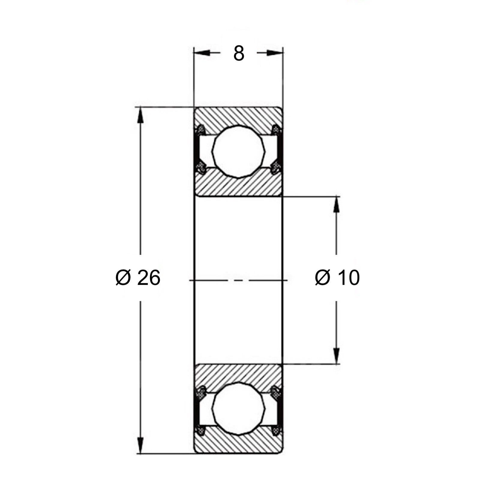 Lot De 10 Roulements à Billes 6000-2RS – Dimensions 10x26x8 Mm, Double Blindage, Acier, Pour Applications Diverses, Neuf.