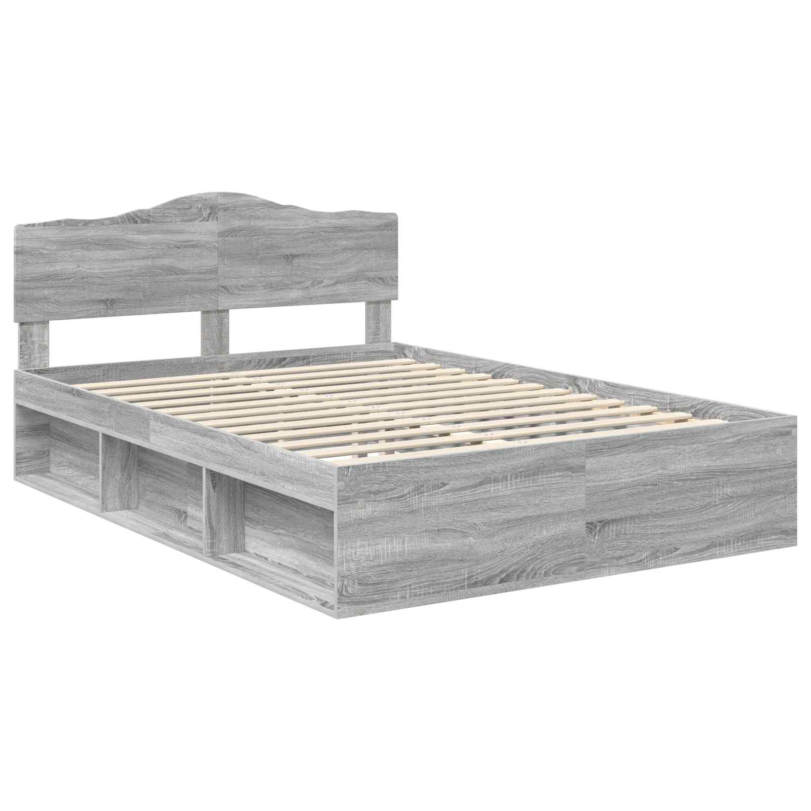 Cadre de lit Gris 140 x 190 cm Bois de pin massif - 4