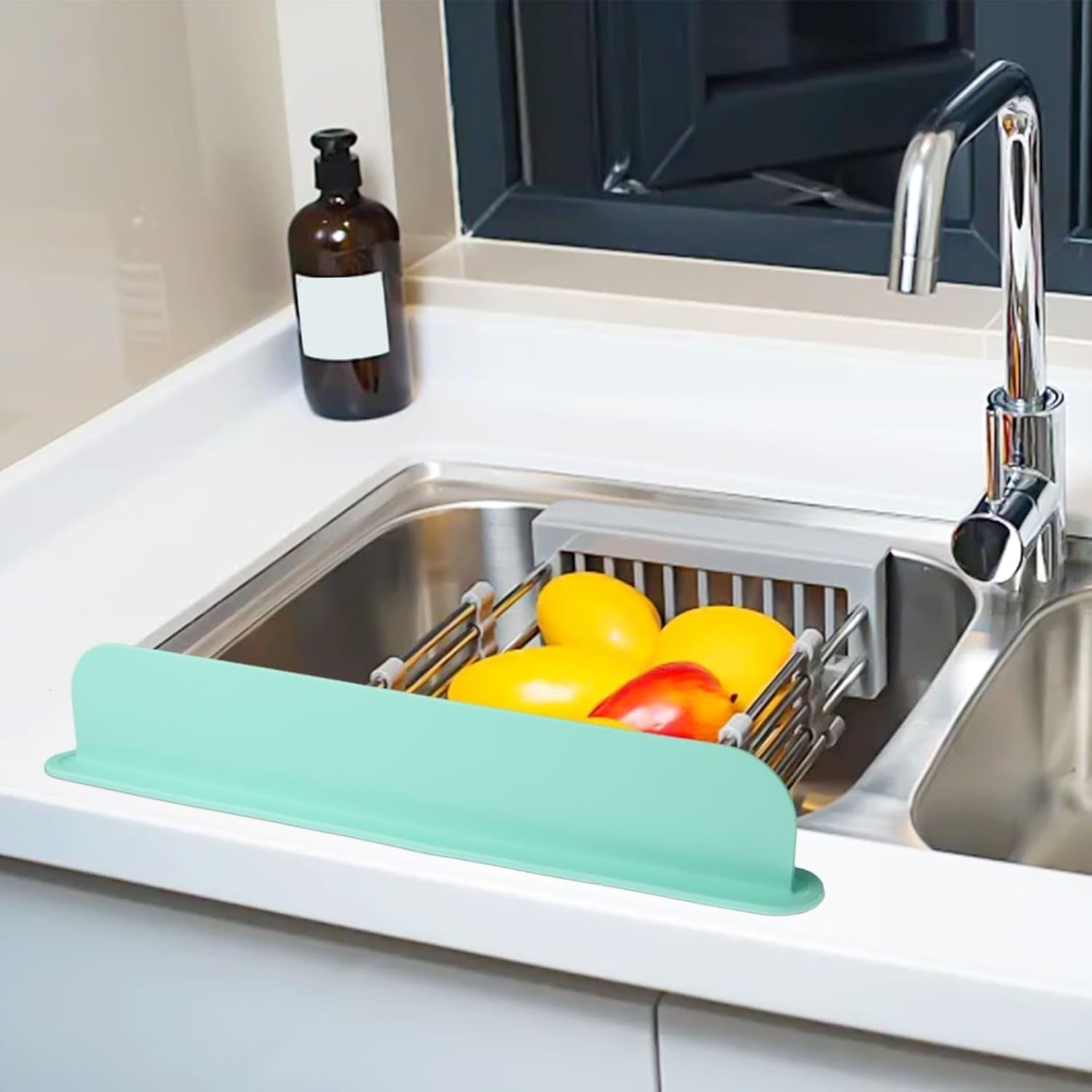 Paraspruzzi Per Lavello In Silicone, Antischizzi Da Cucina, 49x5x8.5cm, Per Rubinetto E Piano Di Lavoro (Verde Oliva)