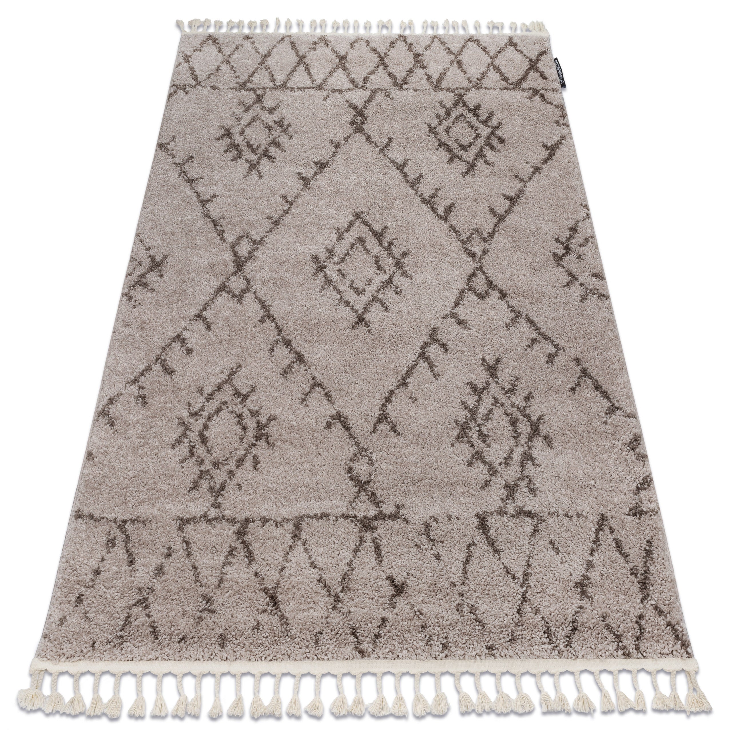 Tapis BERBER FEZ G0535 Beige Et Marron Franges Berb re Marocain Shaggy tapis-berber-fez-g0535-beige-et-marron-franges-berb-re-marocain-shaggy