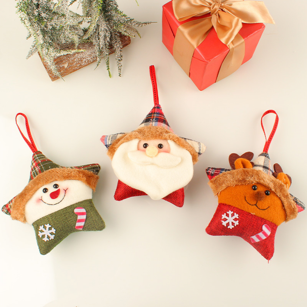 pièces Père Noël Elk Idées de décorations d'arbre de Noël Animaux en peluche Pendentif de bonbons Pentagramme de Noël - 2