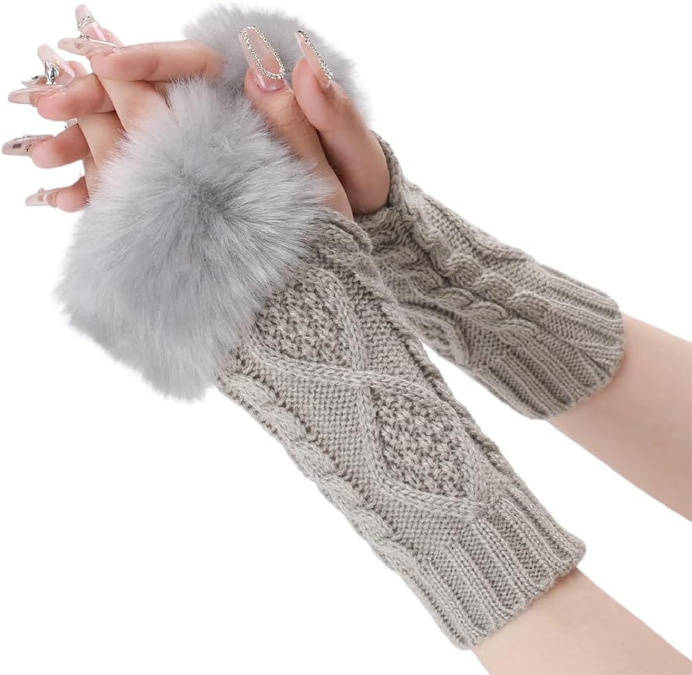 Gants en fourrure noirs et blancs pattes de fourrure chat chien ours